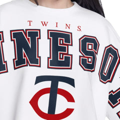Minnesota Twins G-III 4Her by Carl Banks Women's Bleachers Cropped Pullover Sweatshirt White