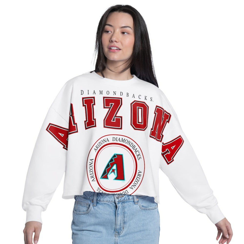 Arizona Diamondbacks G-III 4Her by Carl Banks Women's Bleachers Cropped Pullover Sweatshirt White
