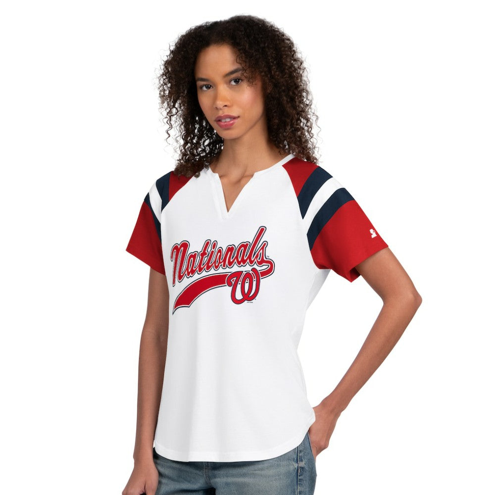 Washington Nationals Starter Women's Game On Notch Neck T-Shirt White