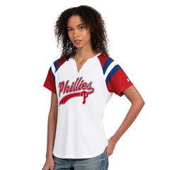 Philadelphia Phillies Starter Women's Game On Notch Neck T-Shirt White