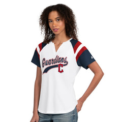 Cleveland Guardians Starter Women's Game On Notch Neck T-Shirt White