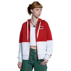 Cincinnati Reds Starter Women's Wishbone Full-Zip Hoodie Red/Heather Gray