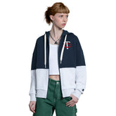 Minnesota Twins Starter Women's Wishbone Full-Zip Hoodie Navy/Heather Gray