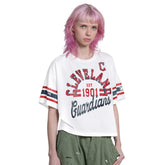 Cleveland Guardians Starter Women's Cropped Hurry Up Offense T-Shirt White