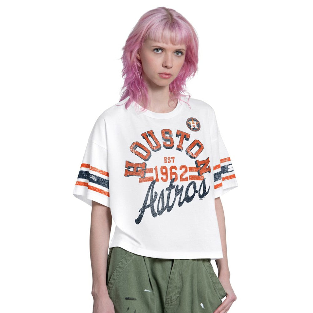 Houston Astros Starter Women's Cropped Hurry Up Offense T-Shirt White