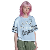 Texas Rangers Starter Women's Cropped Hurry Up Offense T-Shirt Light Blue
