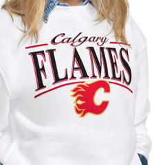 Calgary Flames Starter Women's Arch Stripe Fleece Sweatshirt - White Sweatshirts