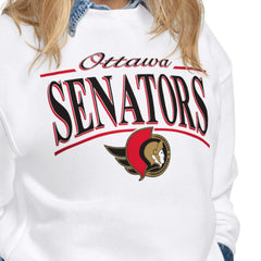 Ottawa Senators Starter Women's Arch Stripe Fleece Sweatshirt - White Sweatshirts