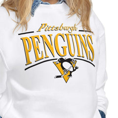 Pittsburgh Penguins Starter Women's Arch Stripe Fleece Sweatshirt - White Sweatshirts