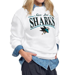 San Jose Sharks Starter Women's Arch Stripe Fleece Sweatshirt - White Sweatshirts
