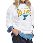 St. Louis Blues Starter Women's Arch Stripe Fleece Sweatshirt - White Sweatshirts