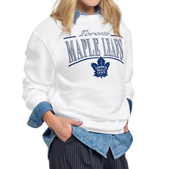 Toronto Maple Leafs Starter Women's Arch Stripe Fleece Sweatshirt - White Sweatshirts