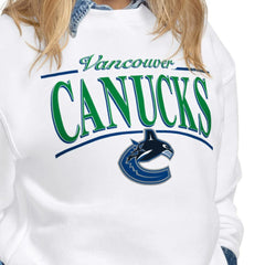 Vancouver Canucks Starter Women's Arch Stripe Fleece Sweatshirt - White Sweatshirts