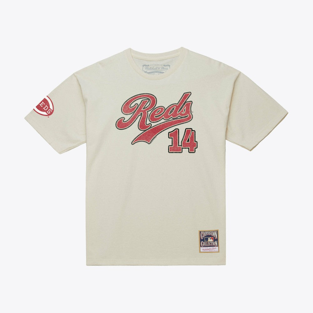 Pete Rose Cincinnati Reds Cooperstown Collection Throwback Name & Number T-Shirt Cream