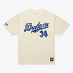 Fernando Valenzuela Los Angeles Dodgers Cooperstown Collection Throwback Name & Number T-Shirt Cream