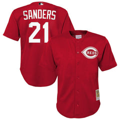 Deion Sanders Cincinnati Reds Youth Cooperstown Mesh Batting Practice Jersey Red