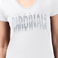 St. Louis Cardinals G-III 4Her by Carl Banks Women's Metallic Drop Lightweight V-Neck T-Shirt White