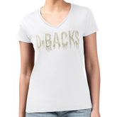 Arizona Diamondbacks G-III 4Her by Carl Banks Women's Metallic Drop Lightweight V-Neck T-Shirt White