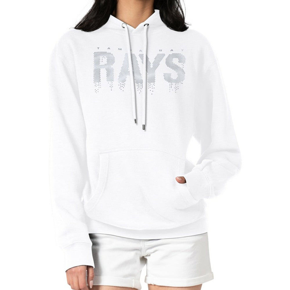 Tampa Bay Rays G-III 4Her by Carl Banks Women's Metallic Drop Fleece Hoodie White