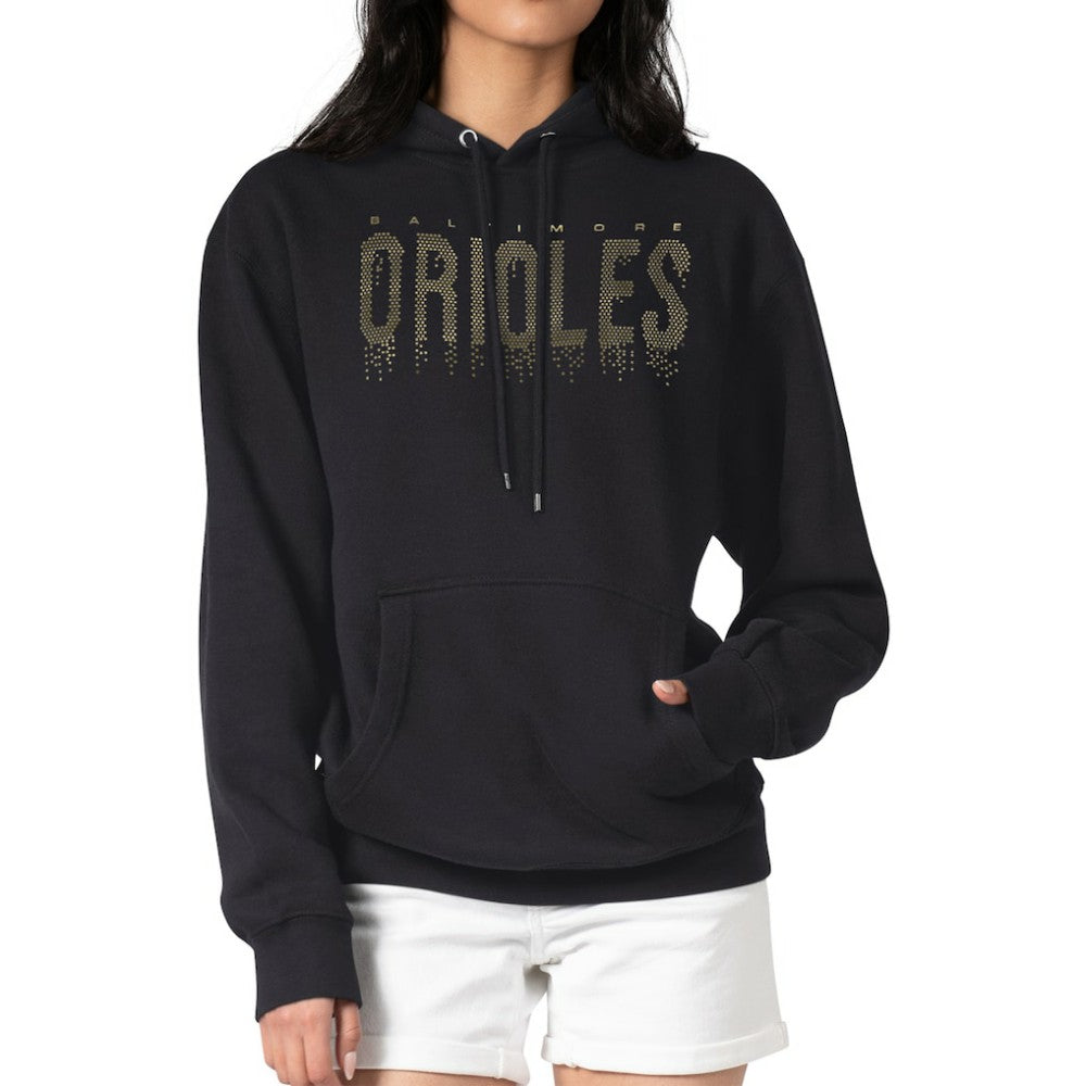 Baltimore Orioles G-III 4Her by Carl Banks Women's Metallic Drop Fleece Hoodie Black