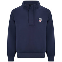 USMNT Levelwear Luxe Signature Stein Quarter-Zip Tri-Blend Sweatshirt with 3-D Patch - Navy outlet