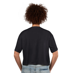 Super Bowl LX G-III 4Her by Carl Banks Women's Play Ball Oversized Rhinestone Cropped T-Shirt - Black sale
