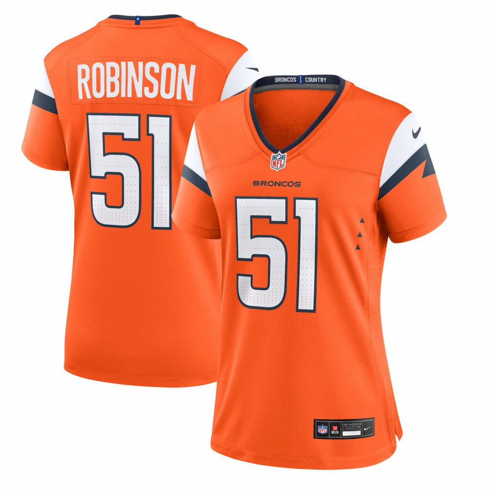 Que Robinson Denver Broncos Women's Team Game Jersey - Orange on sale