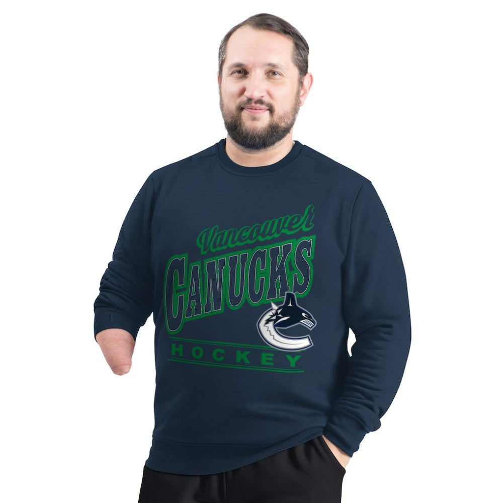 Vancouver Canucks G-III Sports by Carl Banks Adaptive Headliner Fleece Sweatshirt - Navy Sweatshirts