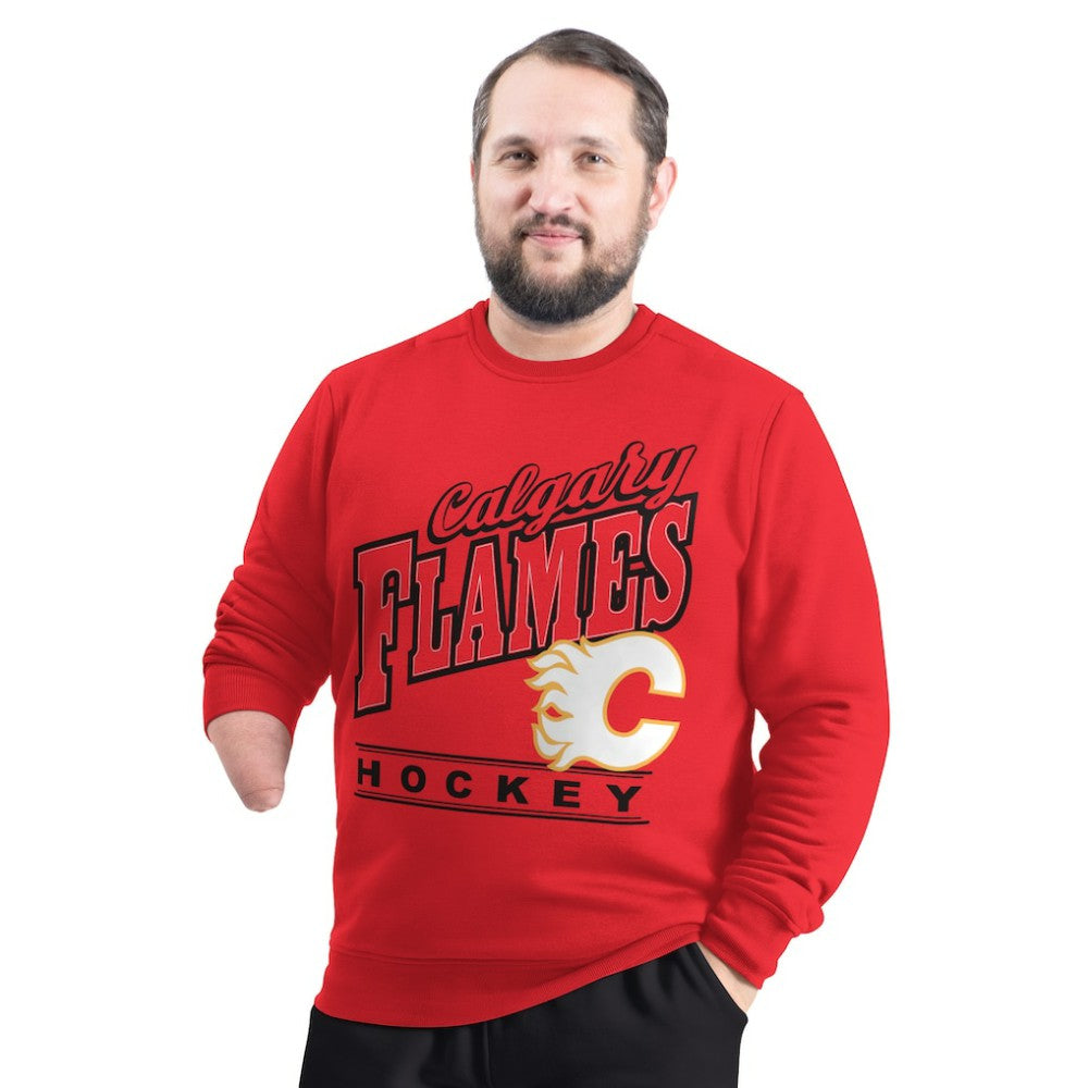 Calgary Flames G-III Sports by Carl Banks Adaptive Headliner Fleece Sweatshirt - Red Sweatshirts