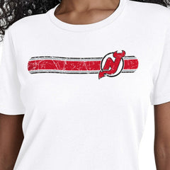 New Jersey Devils Starter Women's Team Stripe T-Shirt - White T-shirts