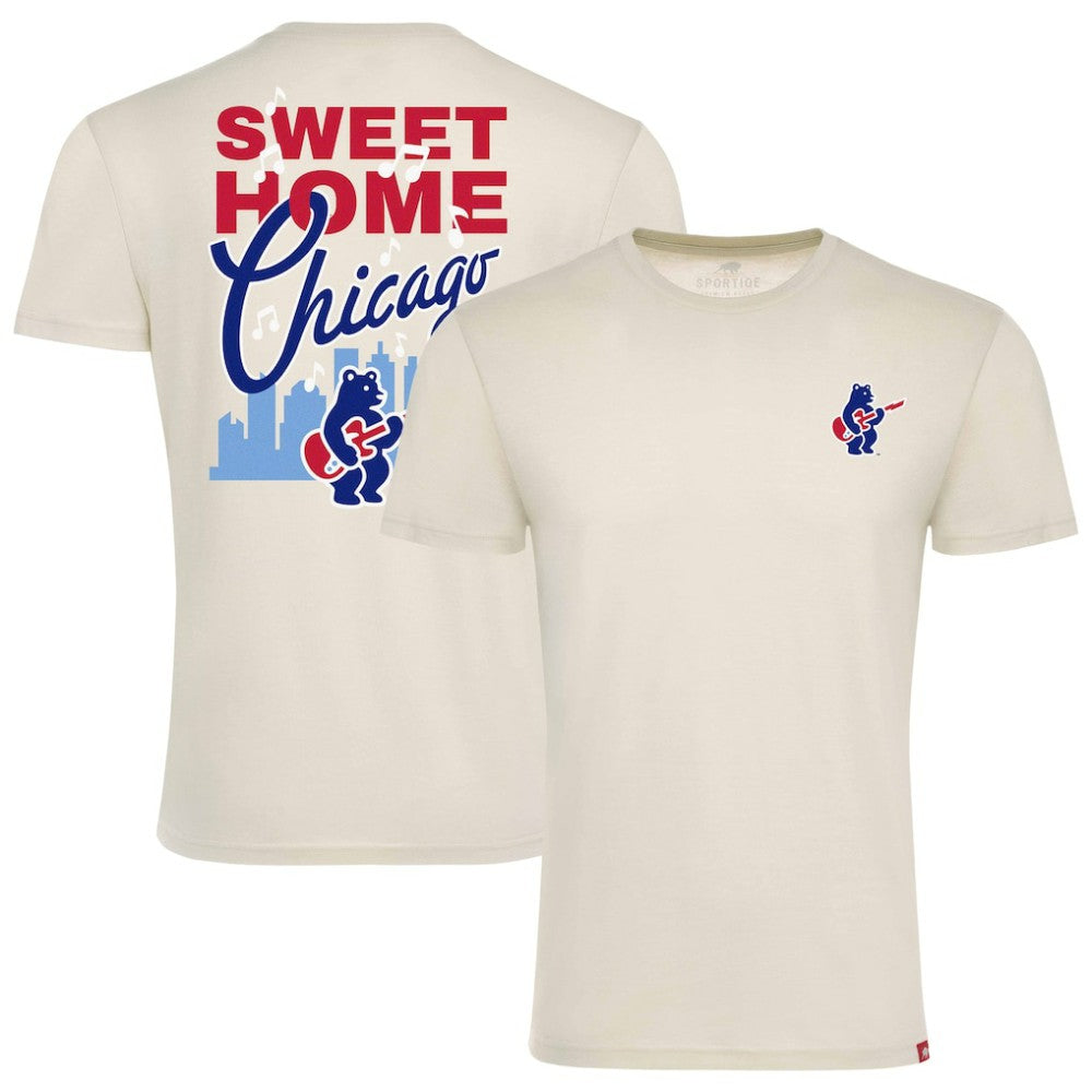 Chicago Cubs Sportiqe Unisex Sweet Home Chicago Comfy Tri-Blend Jersey T-Shirt Cream