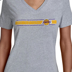 Los Angeles Lakers Starter Women's Team Stripe V-Neck T-Shirt - Gray online