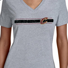 Cleveland Cavaliers Starter Women's Team Stripe V-Neck T-Shirt sale - Gray online