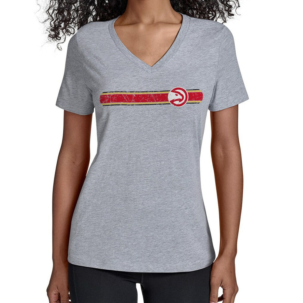 Atlanta Hawks Starter Women's Team Stripe V-Neck T-Shirt - Gray for sale