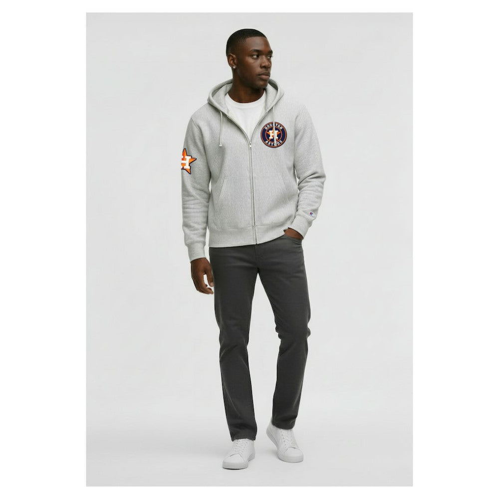 Houston Astros Champion Reverse Weave Chenille Full-Zip Hoodie Gray