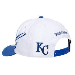 Kansas City Royals Unisex XL Script Pro Crown Snapback Hat White/Royal