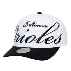 Baltimore Orioles Unisex XL Script Pro Crown Snapback Hat White/Black