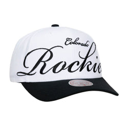 Colorado Rockies Unisex XL Script Pro Crown Snapback Hat White/Black