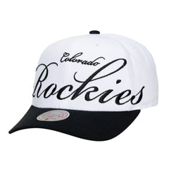Colorado Rockies Unisex XL Script Pro Crown Snapback Hat White/Black