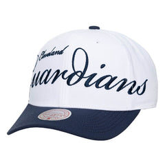 Cleveland Guardians Unisex XL Script Pro Crown Snapback Hat White/Navy