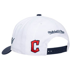 Cleveland Guardians Unisex XL Script Pro Crown Snapback Hat White/Navy