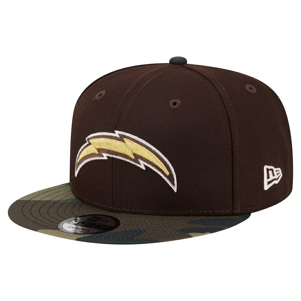 Los Angeles Chargers Adult Burnt Wood Camo 9FIFTY Snapback Hat - Dark Brown on sale