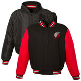 Portland Trail Blazers JH Design Youth Reversible Fleece Full-Zip Varsity Hoodie - Black cheap