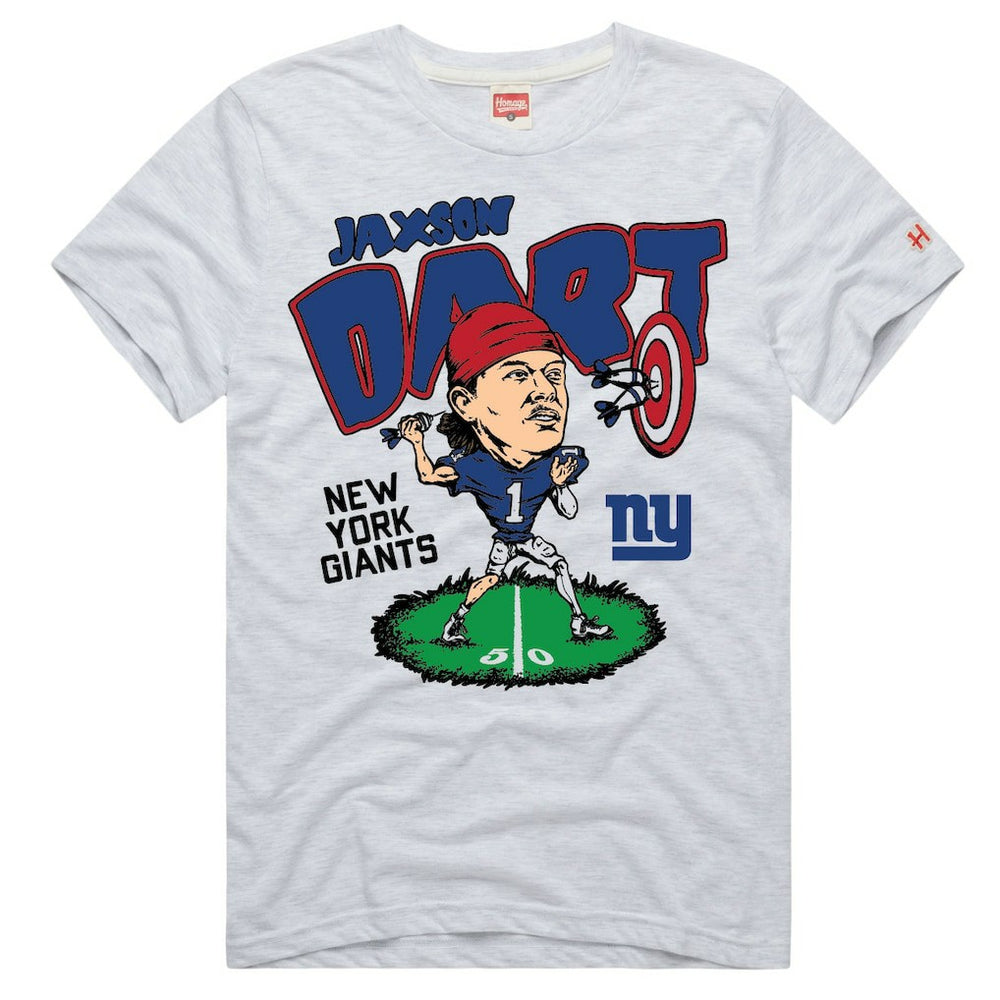 Jaxson Dart New York Giants Homage Unisex Caricature Player Graphic Tri-Blend T-Shirt - Ash cheap
