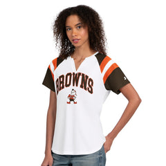 Cleveland Browns Starter Women's Game On Notch Neck T-Shirt - White for sale