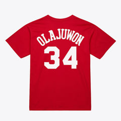 Hakeem Olajuwon Houston Rockets Unisex Hardwood Classics Name & Number T-Shirt sale - Red on sale