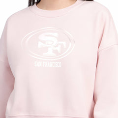 San Francisco 49ers Starter Women's Travel Pastels Boxy Fleece Sweatshirt - Light Pink on sale