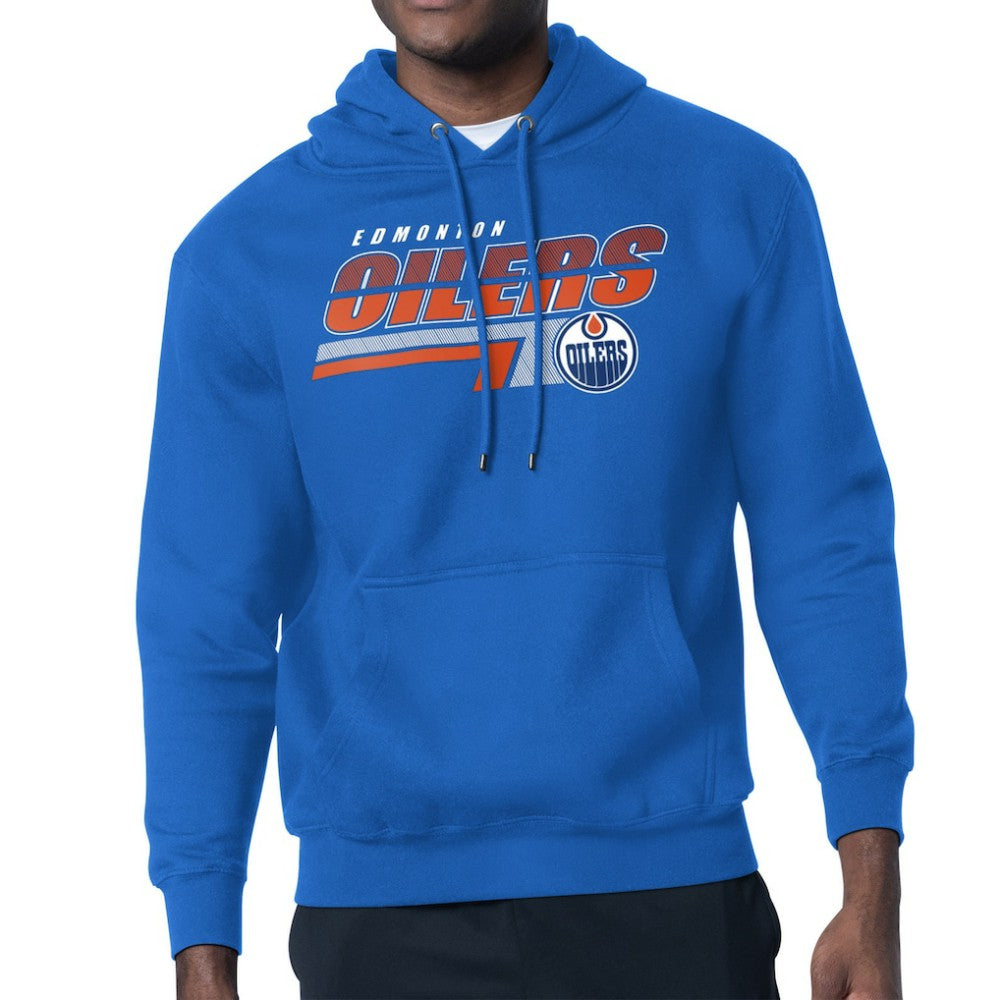 Edmonton Oilers Starter Logo Push Fleece Hoodie - Royal Hoodies