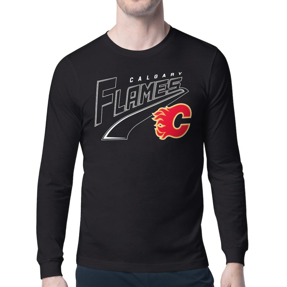 Calgary Flames Starter Modern Tailsweep Long Sleeve T-Shirt - Black T-shirts