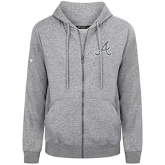 Atlanta Braves Levelwear Podium Chenille Logo Full-Zip Hoodie Heather Gray